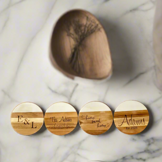 Round Marble & Wood Coasters