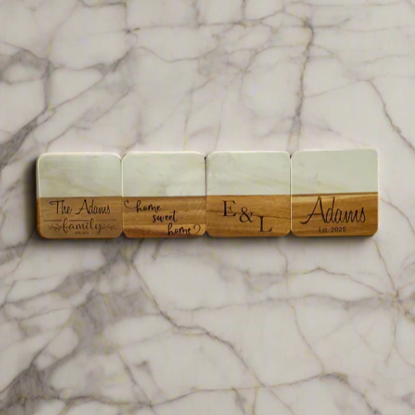 Square Marble & Wood Coasters
