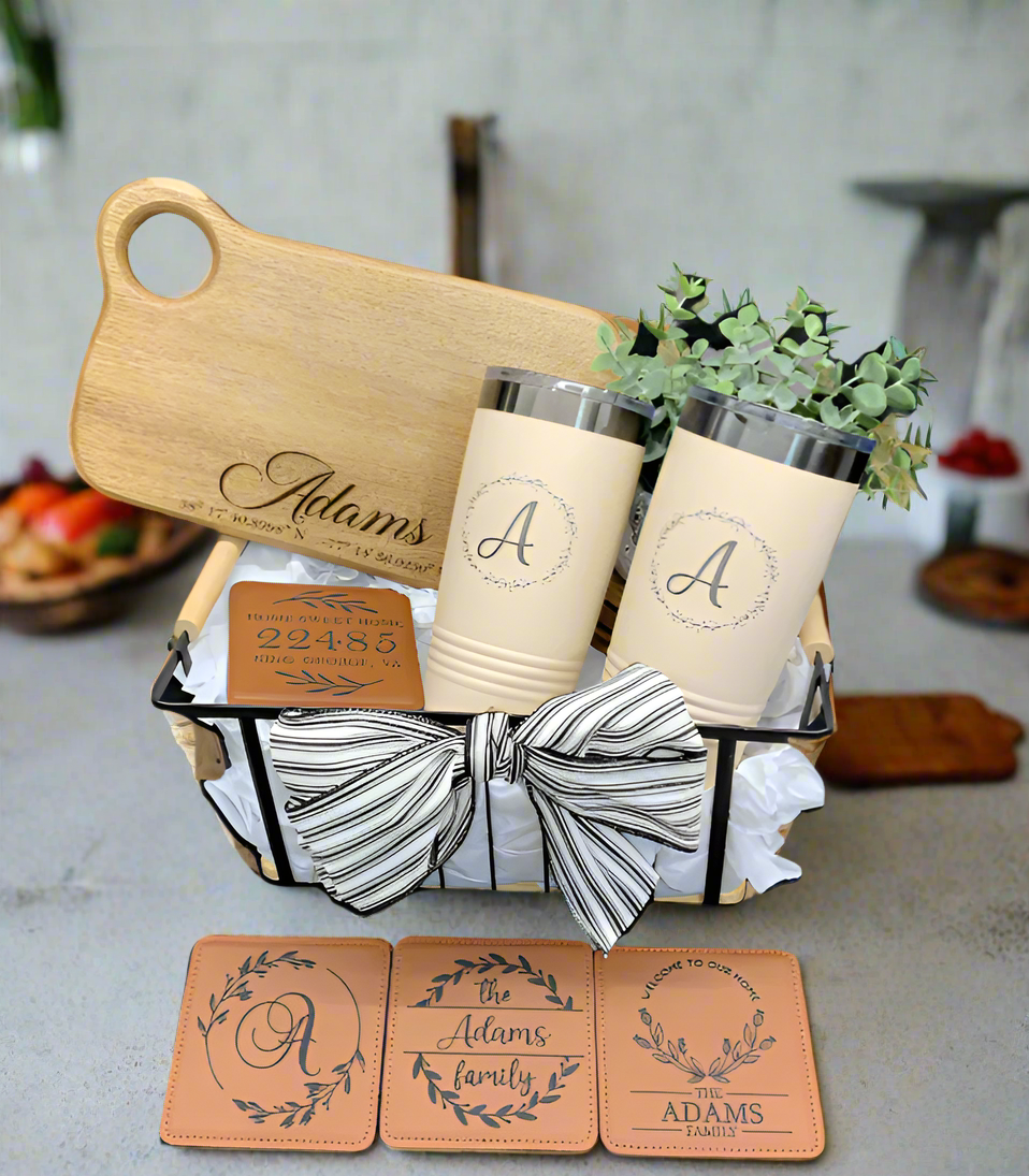 Acacia Cutting Board Basket