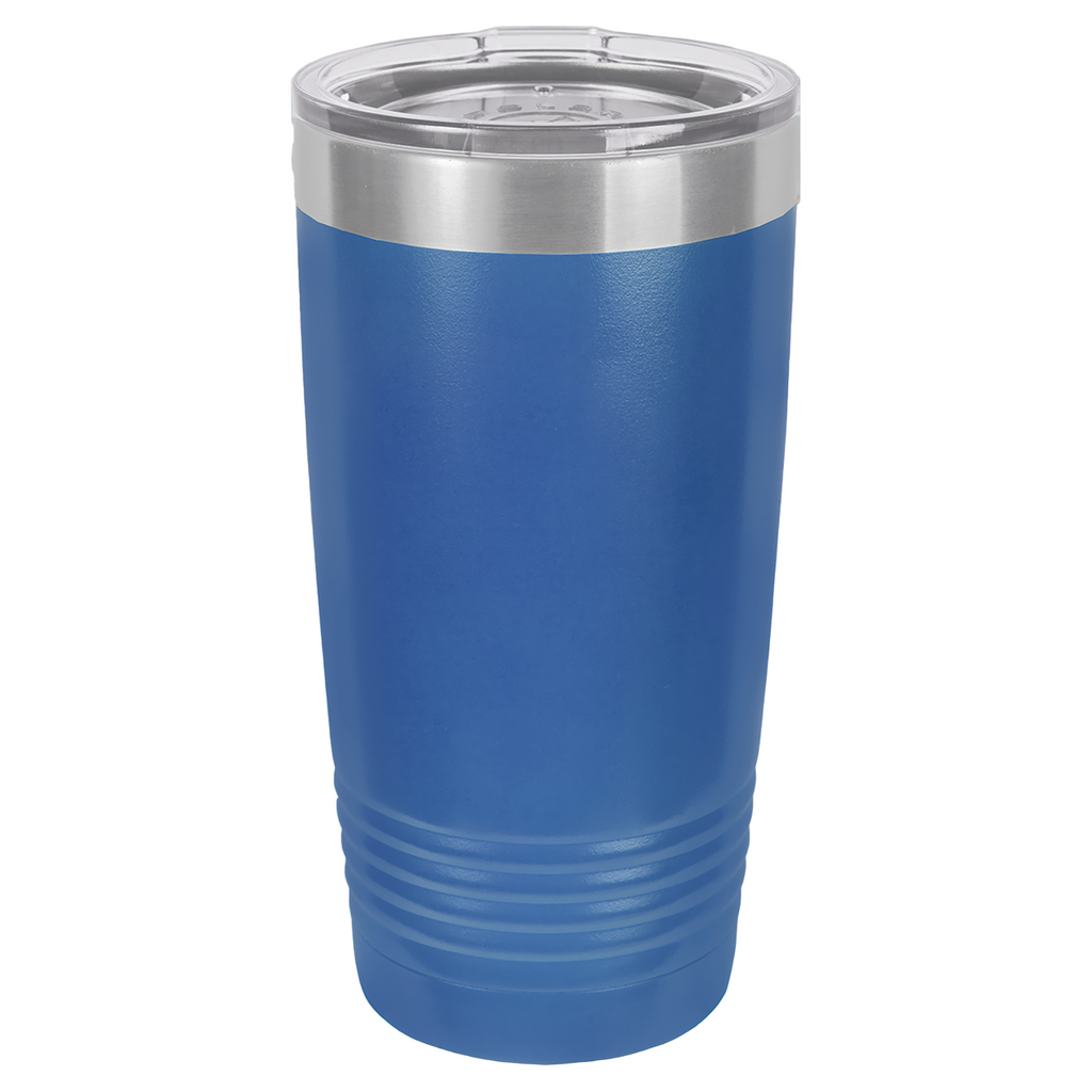 Royal Blue 20oz. insulated tumbler with a clear slider lid.