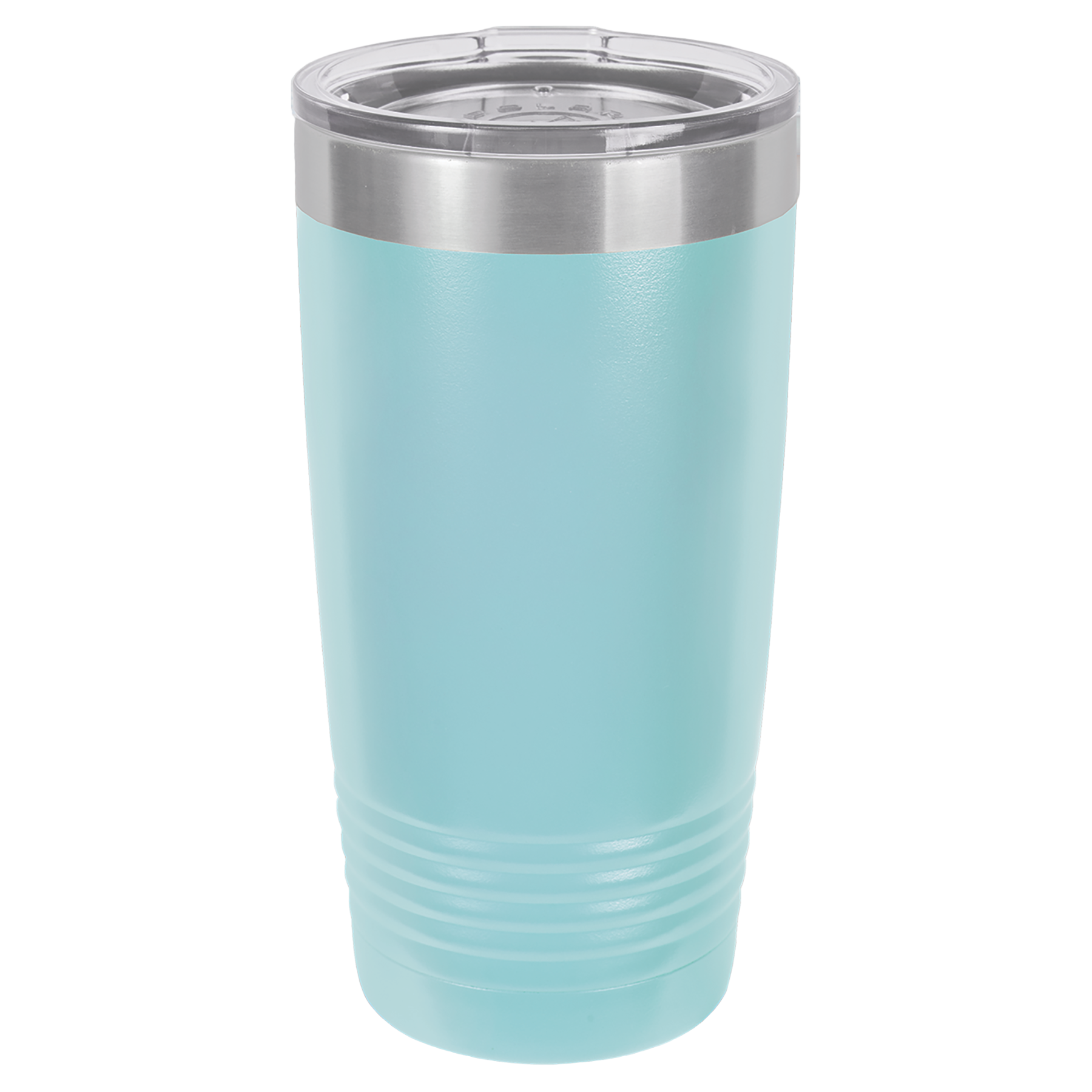 Light Blue 20oz. insulated tumbler with a clear slider lid.