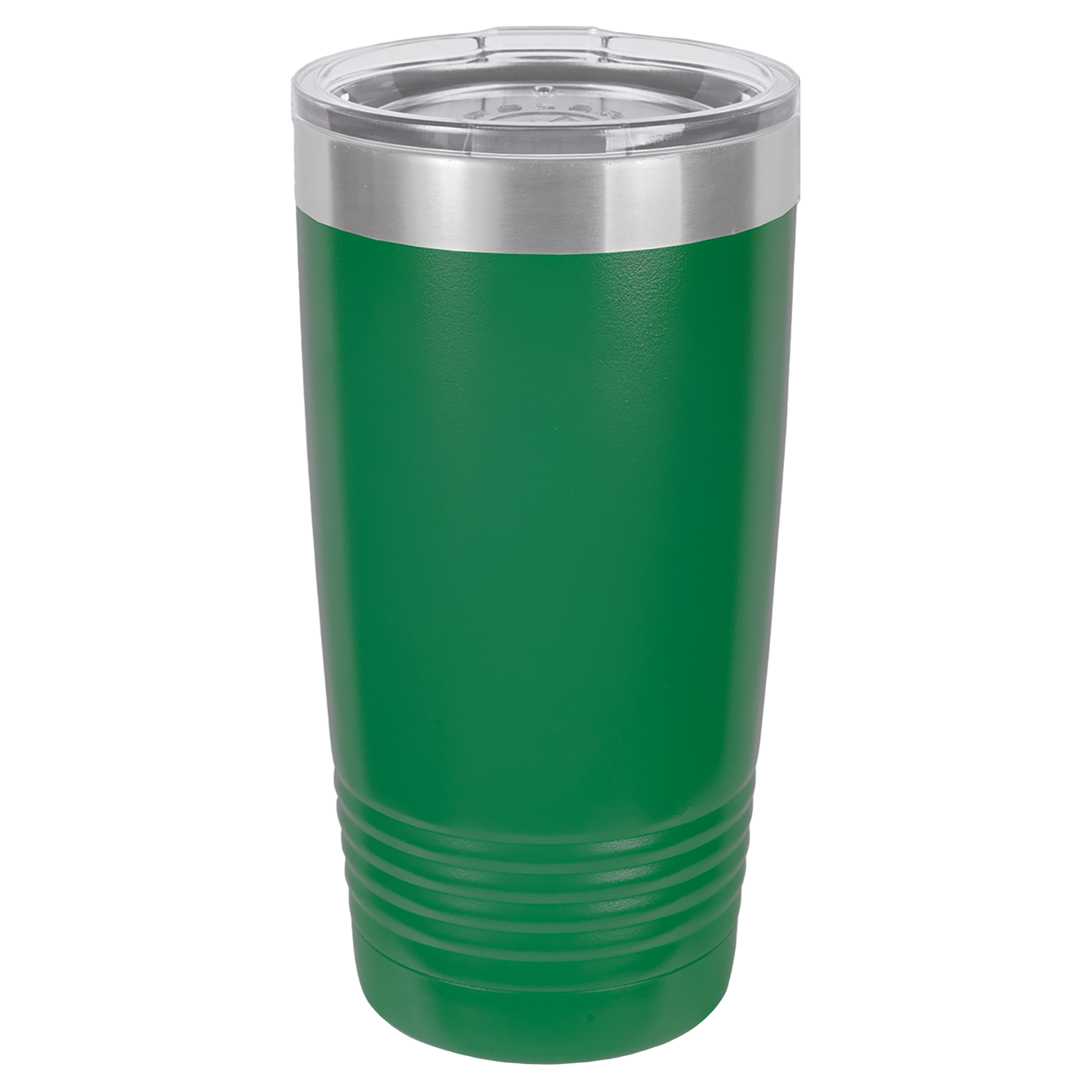 Green 20oz. insulated tumbler with clear slider lid.
