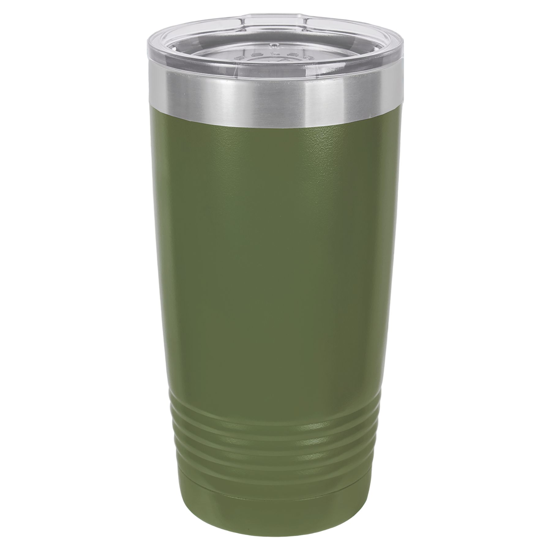 Olive Green 20oz. insulated tumbler with a clear slider lid.
