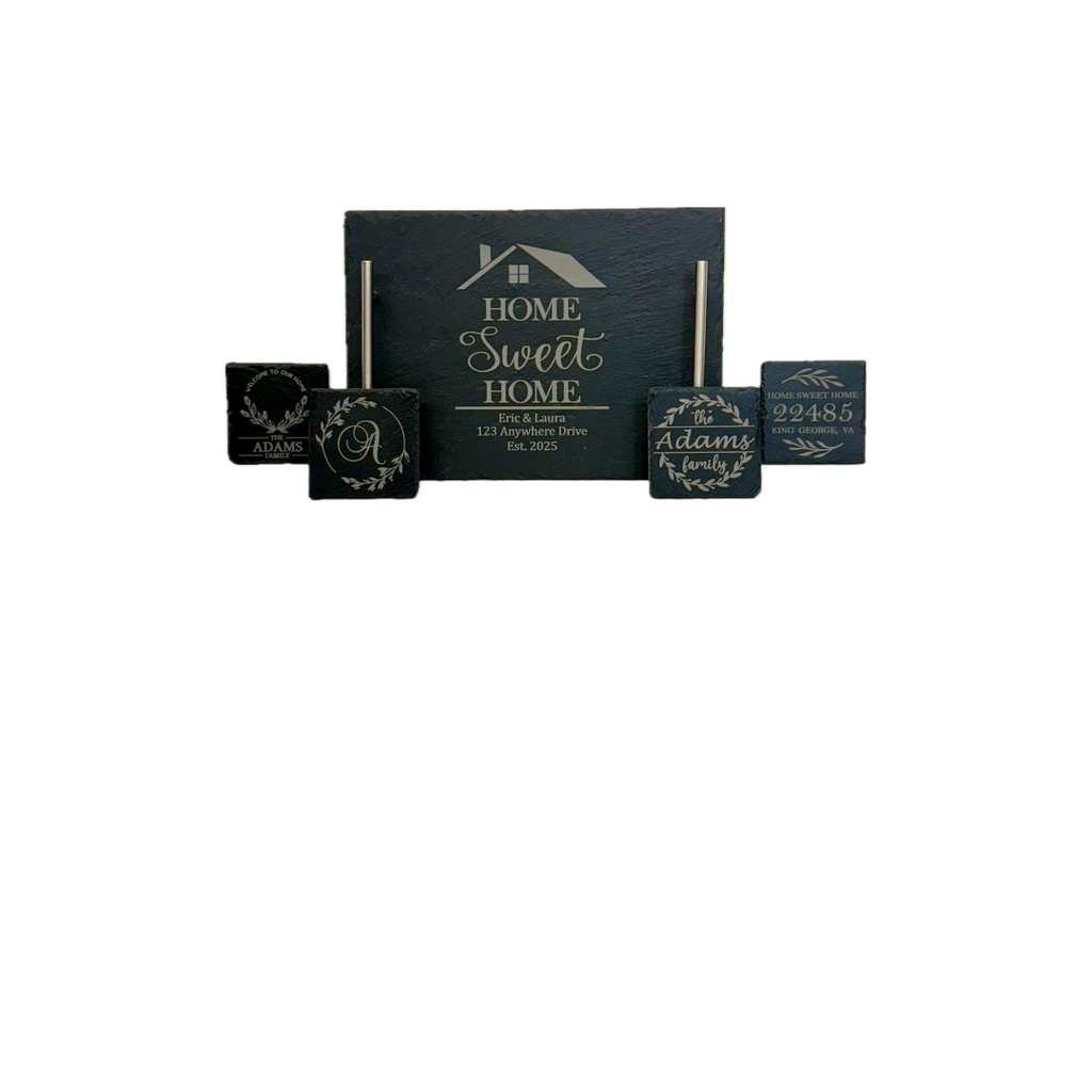 Engraved Slate & Glass Gift Set