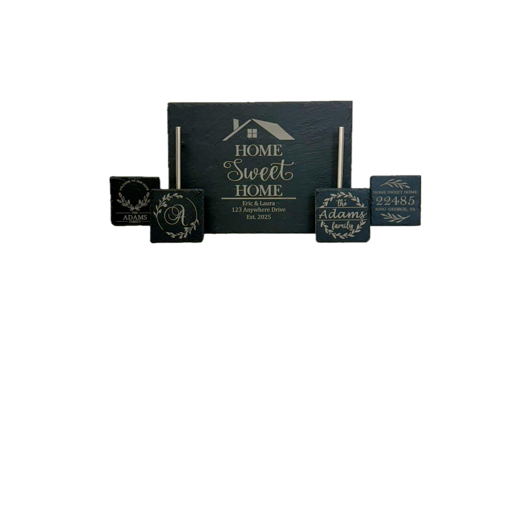 Engraved Slate & Glass Gift Set